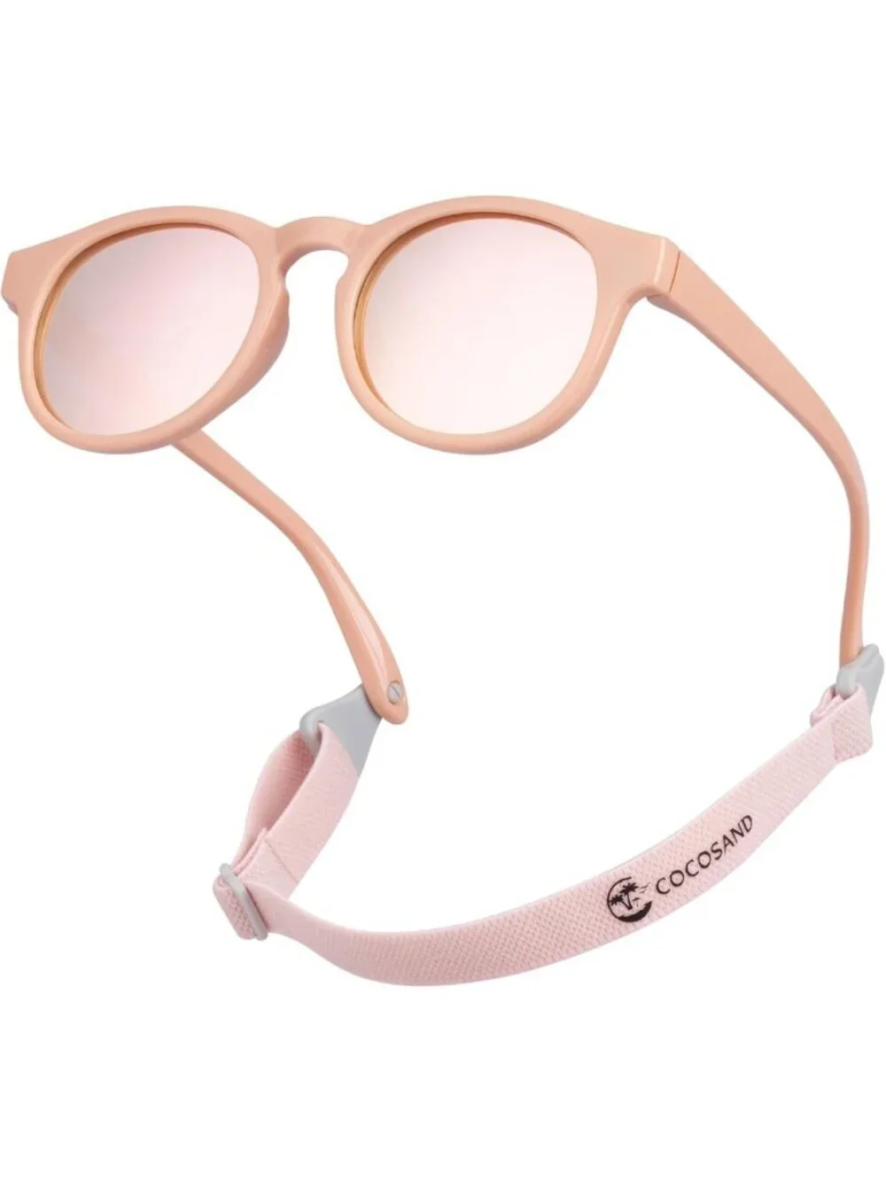 Polarized Baby Toddler Sunglasses with Strap - Flexible Round Frame for 0-6